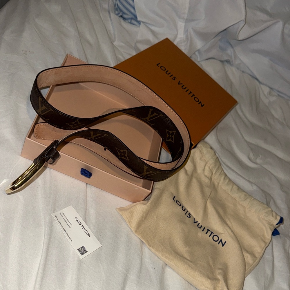 Louis Vuitton Brown Monogram Belt with Gold Buckle